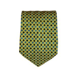 SANTOSTEFANO Yellow Polka Dot Silk Tie ITALY 58”/ 3.7” EC